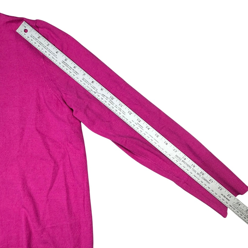Free Assembly Womens Hot Pink Crewneck Ribbed Cuff Knit Sweater Puff Sleeve XL - Picture 4 of 8